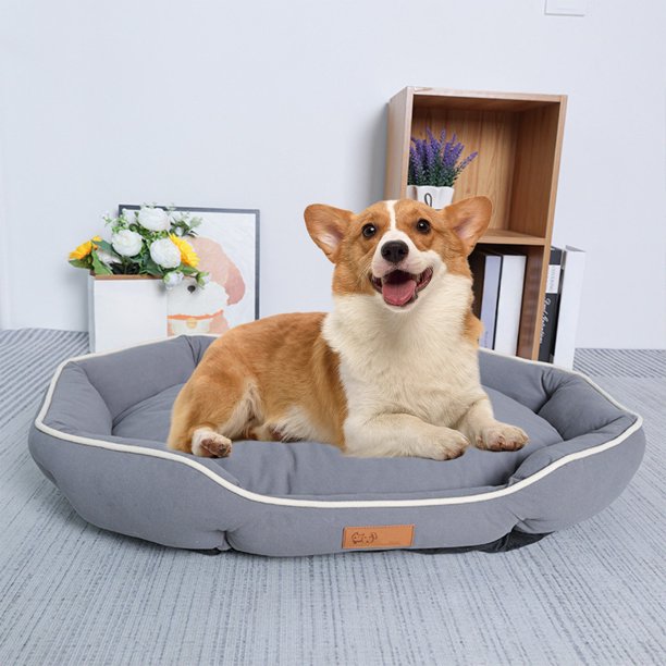 Esterilla para cama para perros | Colchón para perros de tamaño medio | Tela suave y transpirable | Forma de lingote | Funda lavable extraíble | Fondo antideslizante | 15,75x11,81x3,94 in | 1 Pieza