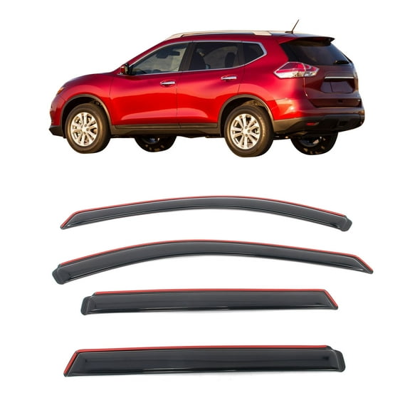 Ikon Motorsports In-Channel Window Visors Fits 2014-2020 Nissan Rogue, Slim Style Side Door Rain Vent Guard Deflectors, Acrylic Smoke 4PCS