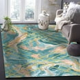 thumbnail image 4 of Area Rugs Indoor Non-Slip Rectangle Rug 2x3 Ft Turquoise Marble Abstract Geometric Contemporary Art Rug Rubber Backing Floor Mats Non Shedding Home Decor Carpet for Entryway Living Room, 4 of 8