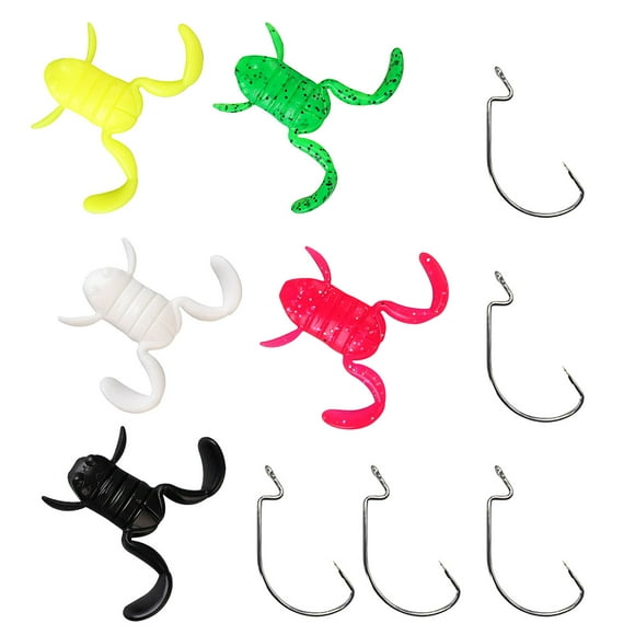Visland 5 Pcs 4.8CM/4.8G Topwater Soft Frog Lure with 5 Hooks TPE Floating Artificial Frog Bait Saltwater Freshwater Bass Snakehead Fishing Accessories