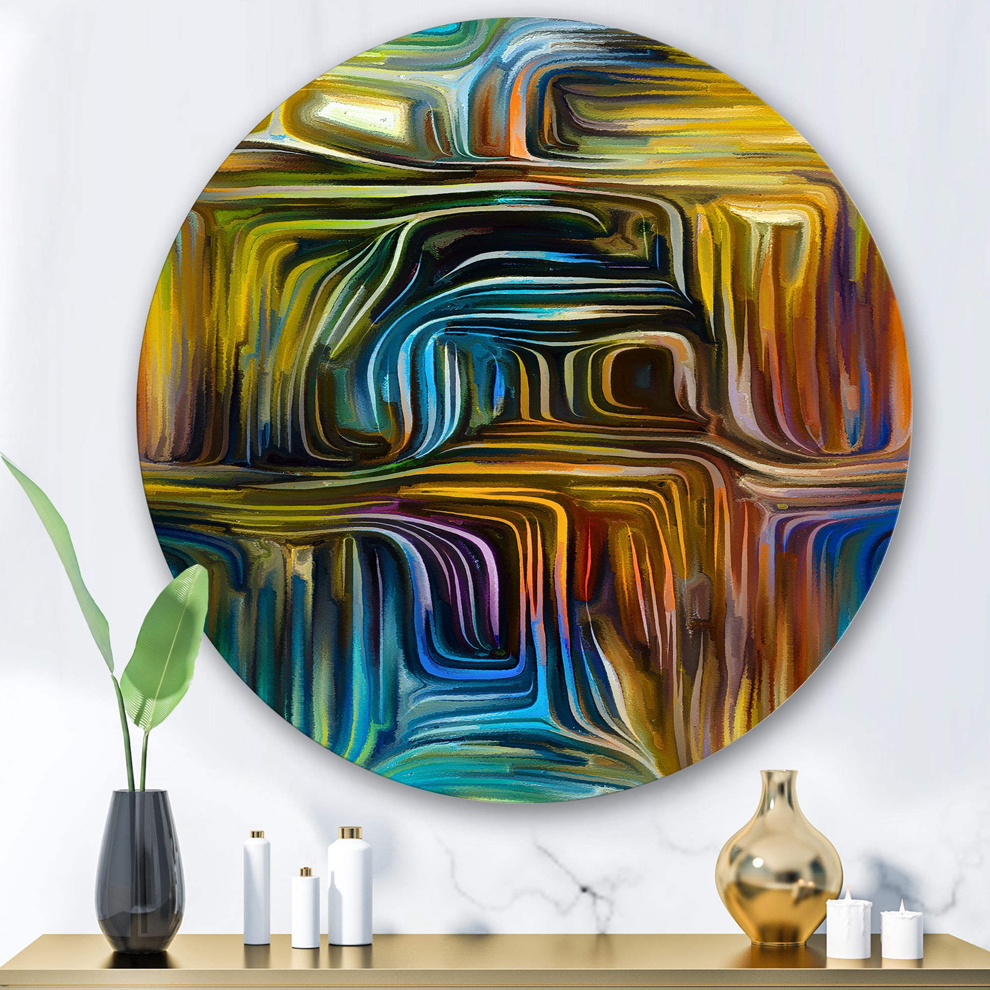 Designart 'Colour Spiral Fusion IV' Modern Circle Metal Wall Art 29x29 - Disc of 29