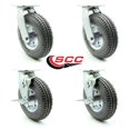 thumbnail image 4 of Service Caster Marque - Ensemble de 4 Roulettes Pneumatiques de 8 Pouces - Roues en Caoutchouc Grises - Comprend 2 Pivots avec Freins et 2 Pivots - Robuste - Capacité Totale de 1 200 Lb, 4 of 4