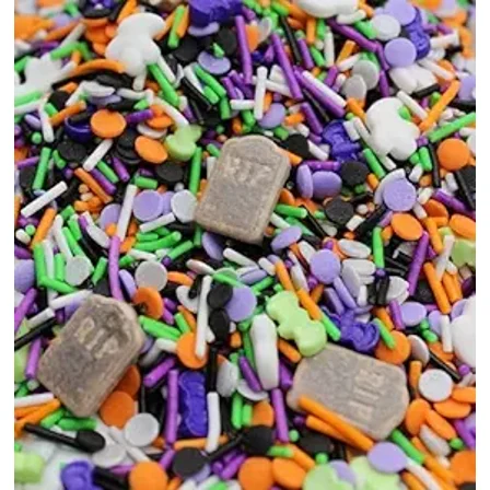 Halloween Cemetary & Ghost Sprinkles 8 Ounce Bag-Spooky Hard Candy For Day of The Dead Candy Buffet-Rest In Peace