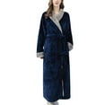 thumbnail image 2 of Lilgiuy Women Splice Thicken Coral Fleece Robe Bathrobe Gown Pajamas Sleepwear Pocket+Belts for Postpartum, 2 of 4