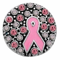Breast Cancer Pink Rhinestone Ribbon Snap Jewelry Ginger Charm Button, For Interchangeable DIY Customizable Accessories
