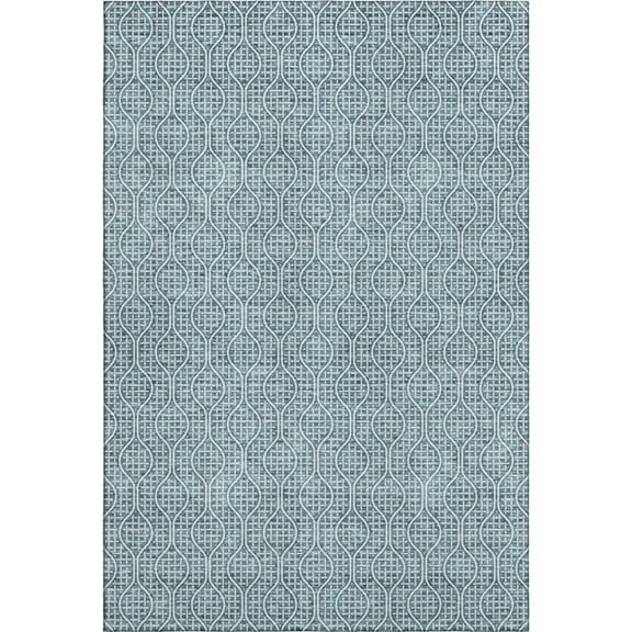 HomeRoots 673674 9 x 12 ft. Teal & Ivory Geometric Transitional Washable Machine Made Rectangle Area Rug with UV Protection