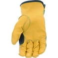 thumbnail image 3 of John Deere Work Gloves, Top Grain Deerskin Leather Gloves with Spandex Back, Green/Gold, Large, 3 of 9
