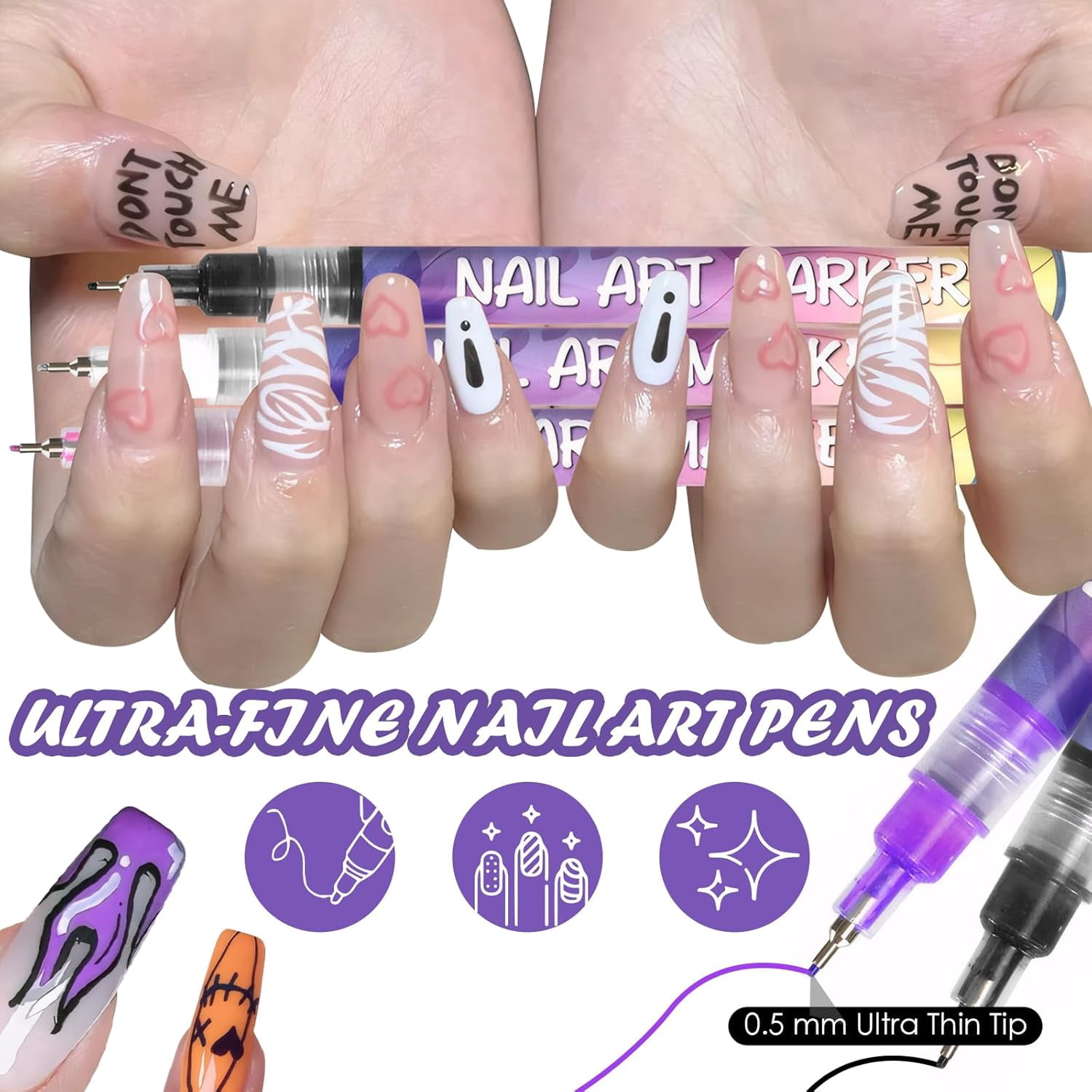 12 Color 3D Nail Art Pens Set, Nail Polish Pens Quick Dry Acrylic Nail Art Painting Pen Nail Point Graffiti Dotting Pen for Nails Art Design, Nail Art Kit for Design Beauty