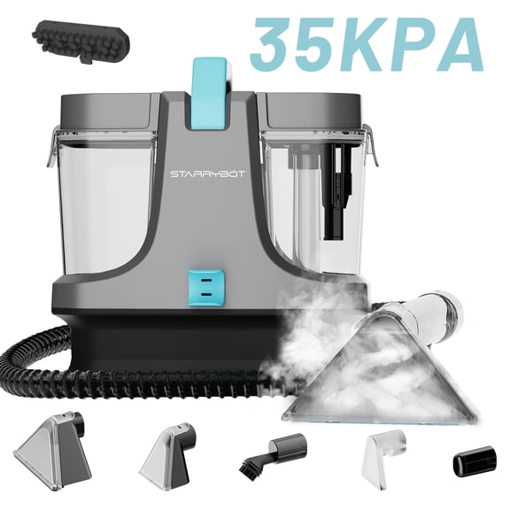 Starrybot Portable Carpet Cleaner Machine with Steam and Heating Techology,35Kpa Powerful Suction with Versatile Tools for Pets, Couch,Spot Cleaner for Stairs/Furniture/Rug