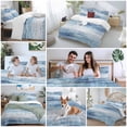 thumbnail image 5 of 3 Piece Vintage Blue Duvet Cover Set California King,Microfiber Comforter/Quilt Cover with Corner Ties and 2 Pillowcases,Retro Blue Ombre Modern Abstract Art All Season Bedding with Zipper Closure, 5 of 8