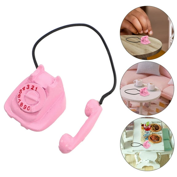 WEUVEB Fake Phone Dollhouse Telephone Vintage Decor Miniature Scenes Metal 1Pack