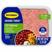 Butterball All Natural Fresh Ground Turkey, 93%/7%, 20oz, 1 Tray
