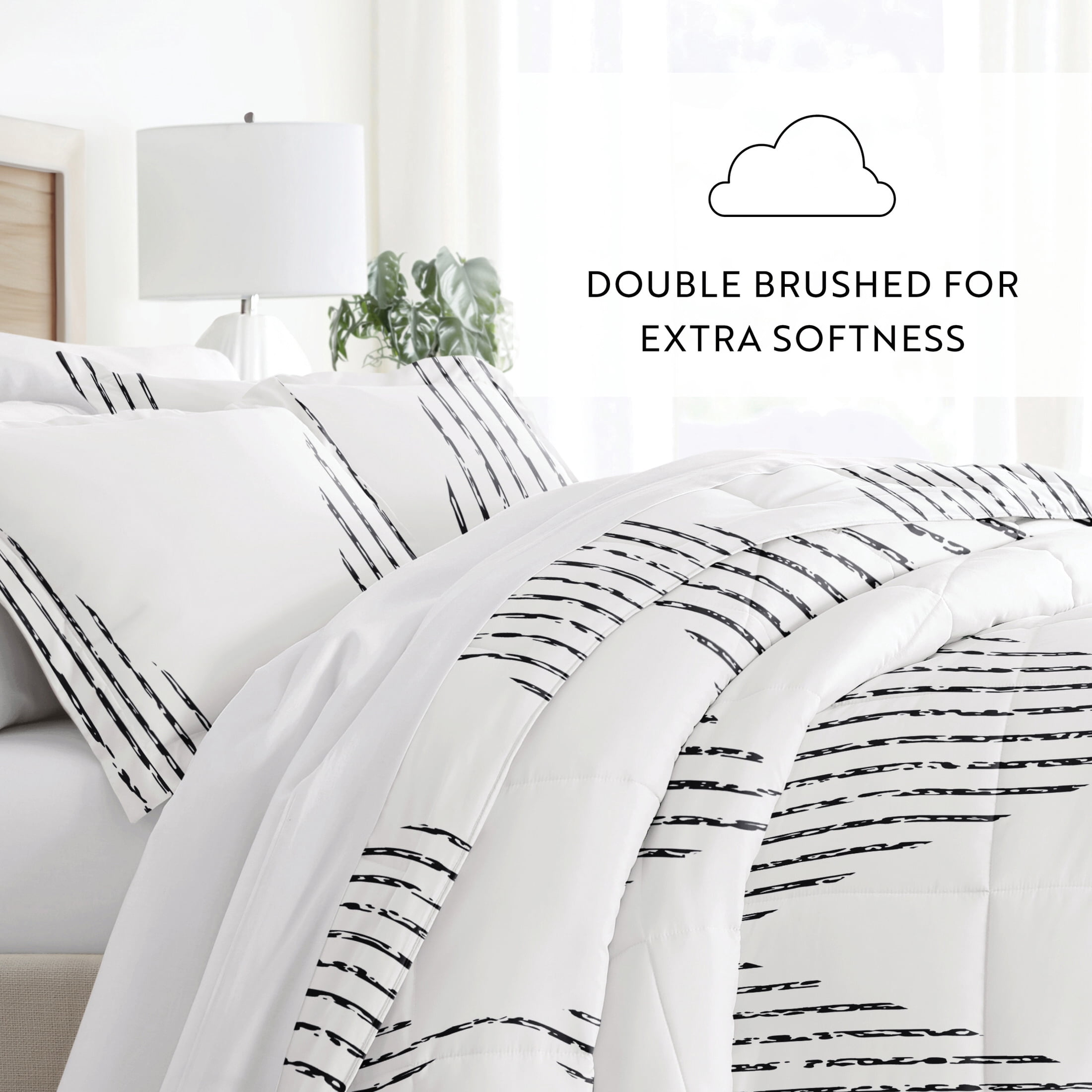 Noble Linens 2-Piece Gray Diamond Stripe Print Comforter Set, Twin/TwinXL