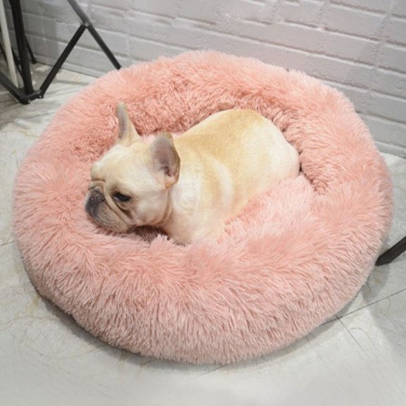 Multi-colour Faux Fur Fluffy Round Pet Bed For Dog & Cat, Calming Dog Bed & Cat Bed