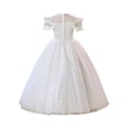 thumbnail image 5 of CPNG Girls' Off-the-Shoulder Sequin & Glitter Tulle Ball Gown Dress – Embellished Bodice, Ruffled Sleeves & Sparkly Floor-Length Skirt for Flower Girl, Wedding Pageant & Formal Events, 5 of 9