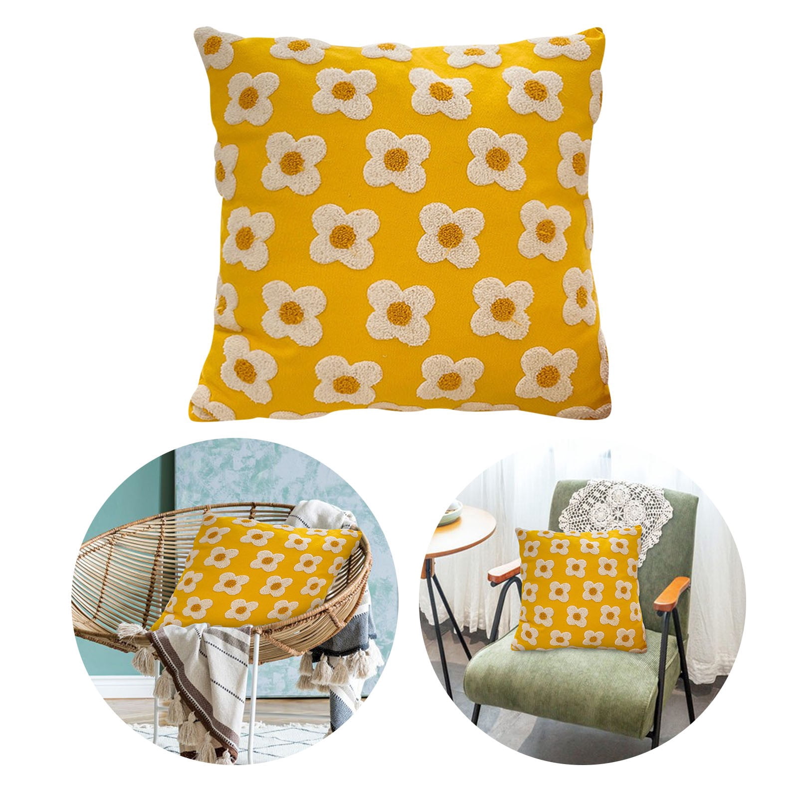YWIYIUD 1PCS Spring Summer Pillow Cover 18x18/19.6x13.7Inch Cute Flower Jacquard Pillowcase Soft Comfortable Pillowcase Cushion Case for Couch Sofa Bed Living Room Bedroom Home Decor