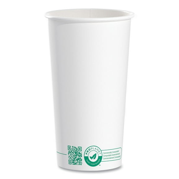 Compostable Paper Hot Cups, ProPlanet Seal, 20 oz, White/Green, 600/Carton | Bundle of 2 Cartons