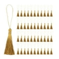 thumbnail image 1 of Uxcell 45Pcs Mini Silky Bookmark Tassels, Handmade Soft Floss Craft Tassels with Cord Loop, Oro, 1 of 6