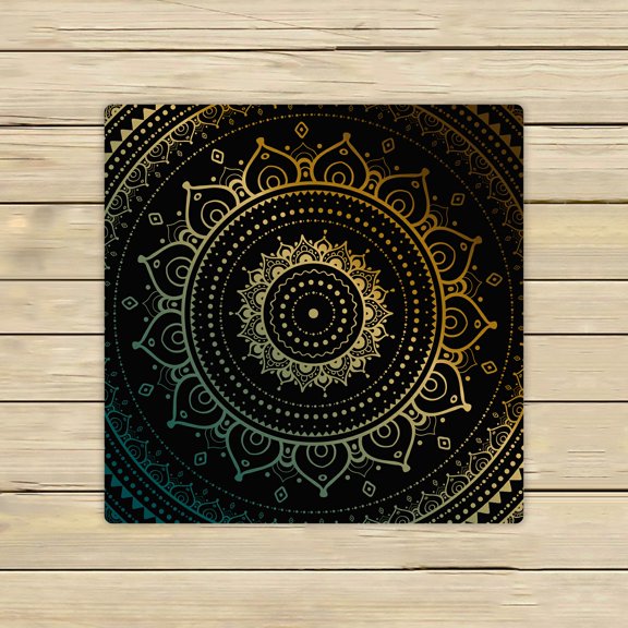 ECZJNT Gold mandala black Ethnic vintage Beach Bath Towels Shower Towel For Home Outdoor Travel 13x13 Inch