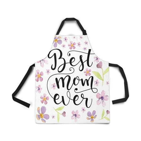 ASHLEIGH Adjustable Bib Apron for Women Men Girls Chef with Pockets Watercolor Flowers Best Mom Ever Mothers Day Kitchen Apron for Cooking Baking (Best Value Mothers Day Flowers)