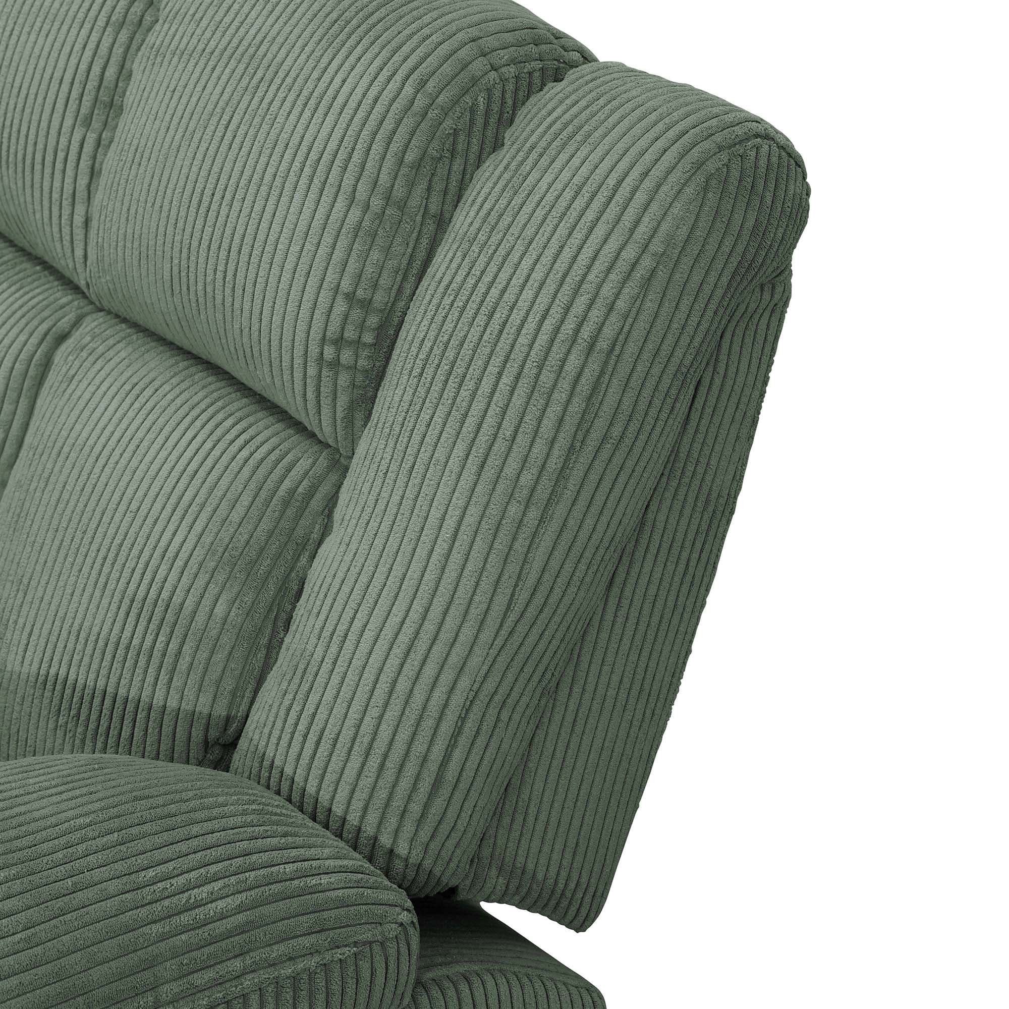 MAYEERTY Recliner Chair, Corduroy Fabric Reclining Chair with Adjustable Backrest for Living Room, Green