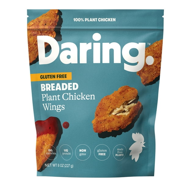 Daring PlantBased Frozen Breaded Chicken Breast Wings, Vegan, 8 oz, 27