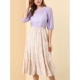 thumbnail image 5 of INSPIRE CHIC Women's 3/4 Lantern Sleeve Semi Sheer Retro Lace Tops M Purple, 5 of 6