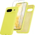 thumbnail image 1 of KOMI for Google Pixel 8a Case, Silicone Phone Case with 1 Screen Protector, Soft Anti-Scratch Microfiber Lining, Full Body Shockproof Slim Cover Support Wireless Charging, Yellow, 1 of 5