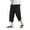 Black, variant on Men's Solid Color Cotton Linen Cropped Pants - Plus Size Casual Sports, Elastic Waist, Spring/Summer