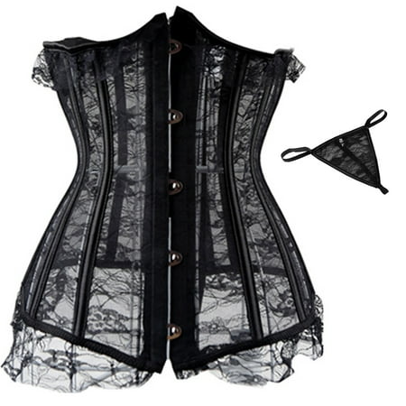 TOPUUTP Corset Belt for Women Punk Floral Lace Mesh Boned Wide Underbust Waist Training Shaper