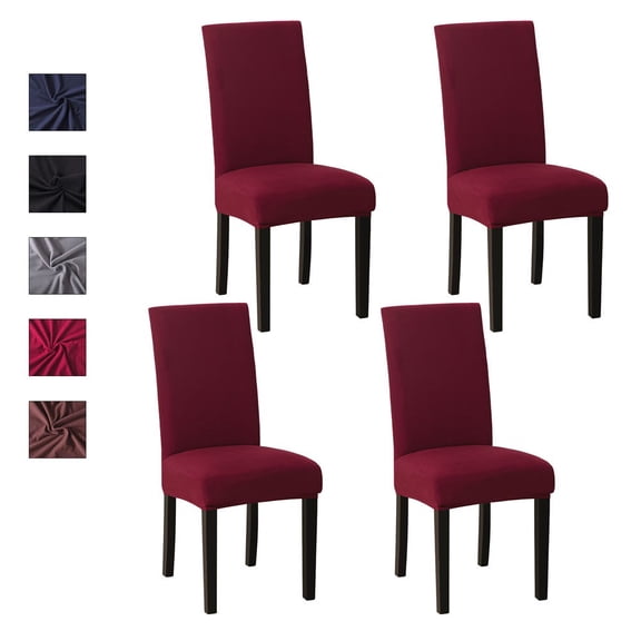 Chair Protector Cover Slipcover Pack of 4, Eleoption Stretch Removable Washable Spandex Chair Cover for Dining Room Wedding Banquet Decoration(Solid Red)