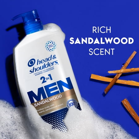 Head and Shoulders Dandruff Men 2 in 1 Shampoo and Conditioner, Sandalwood, 28.2 fl oz