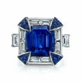 thumbnail image 3 of HeartsAndYou Asscher Natural Sapphire & Moissanite Gatsby Art Deco Ring 14k SOLID White Gold, 3 of 9