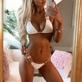 thumbnail image 3 of Gubotare Bikinis For Women High Waisted Womens High Cut Thong Bikini Set Swimsuits Cami String Bathing Suit,White S, 3 of 4