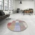 thumbnail image 3 of Ahgly Company Indoor Round Contemporary Pale Silver Gray Checkered Area Rugs, 8' Round, 3 of 6