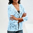 thumbnail image 6 of Hueook Zip Up Jacket Lightweight Blouse Women's Elegant Loose-fitting Long-sleeved Lace Cardigan Light Blue XL, 6 of 8