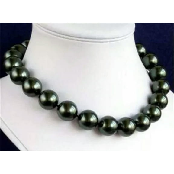 K-KED Charming Natural Genuine 16MM South Sea Black Shell Pearl Necklace 16-24"-18 in