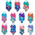thumbnail image 2 of Esho Girls Summer One-Piece Swimsuits Strap Bathing Suit, Toddler Teenage Girl Ruffled Floral Swimwear Beach Wear, 3-12 Years, 2 of 3