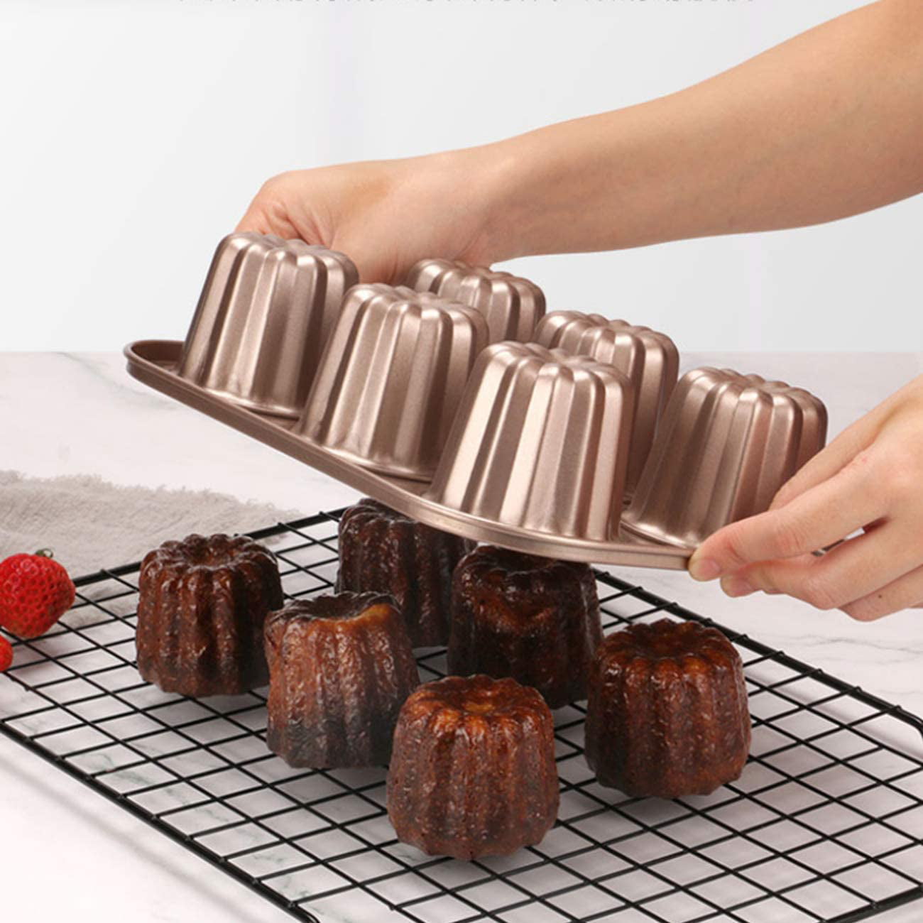 Carbon Steel Mold Canneles Cake Mold Non-stick French Cake Bakeware 12 Cup 