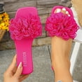 thumbnail image 6 of Dressy Flat Sandals for Women, Floral Sandals for Women, Women's 3d Floral Flat Sandals Dressy Square Open Toe Sandals Single Band Casual Slip On Slides, Hot Pink 7.5, 6 of 7