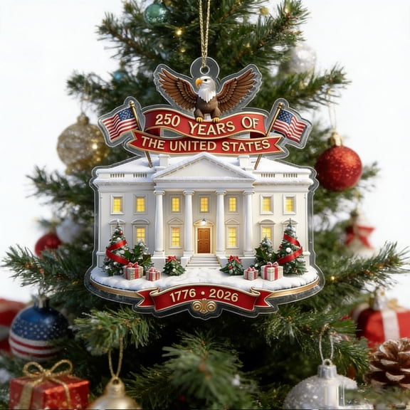 BSJJY 1pcs Patriotic Bicentennial 250th Year Ornament, US Anniversary Hanging Decoration for Christmas Tree, Window, Year-Round Festive Historical Display, 7.8in (B)