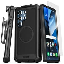 Encased Falcon Series for Samsung Galaxy S25 Ultra Case with Belt Clip (Compatible with MagSafe Qi2) Protective Case with Screen Protector and Holster (Black)