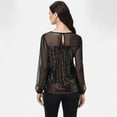 thumbnail image 3 of Women's Sheer Mesh Long Sleeve Top with Sequin Front Panel and Crew Neckline - Large, Multicolor, 3 of 7