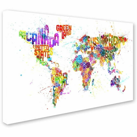 Text Map of The World III Wall Decor by Michael Tompsett, 12 by 19-Inch Canvas Wall Art