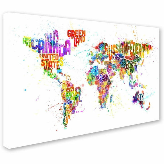 Trademark Fine Art "Text Map of the World III" Canvas Art by Michael Tompsett