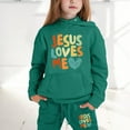 thumbnail image 2 of Girls Hoodies Set Jesus Hoodies Cute Letter Print Long Sleeves Loose Pullover 2 Piece Tween Fall Outfits Essentials Sweatshirt for Kids 3-4 Years, 2 of 6