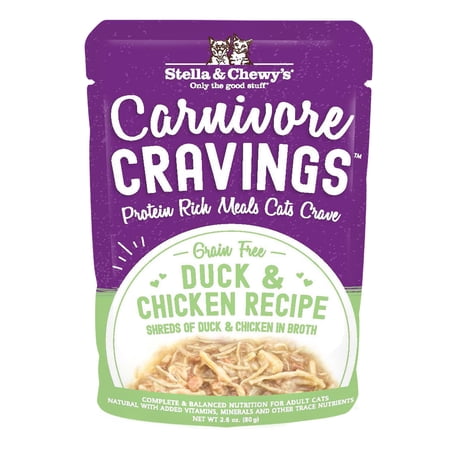 Stella & Chewy's Carnivore Cravings Protein Rich Meal or Topper Duck & Chicken Recipe Wet Cat Food, 2.8 oz., Case of 24