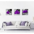 thumbnail image 4 of Purple Wall Art Rose Flowers Wall Decor for Living Room Bathroom Purple and Gray Canvas Paintings Romantic Bedroom Decor Black and White Modern Artwork Valentines Gifts Home Decorations 14x14" 3 Pcs, 4 of 13