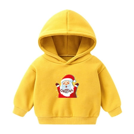 

Fshinging Sweatshirts for Toddlers Christmas Prints Boys Girls Pullover Solid Plus Babies Hooded Color Girls Tops