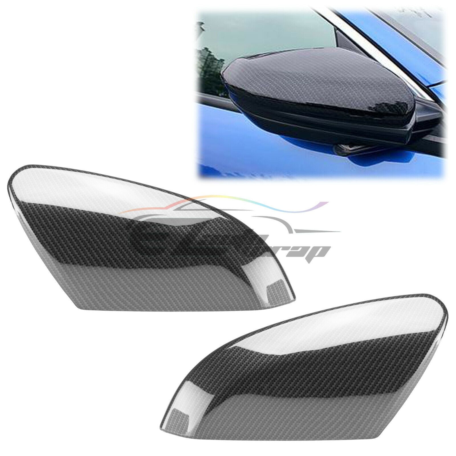 MOTOKU ABS Carbon Fiber Side View Mirror Replacement Cover Cap for 2016 2017 2018 2019 2020 Civic 